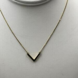Michael‎ Kors Black Crystal Pave V Gold Plated Pendant Necklace